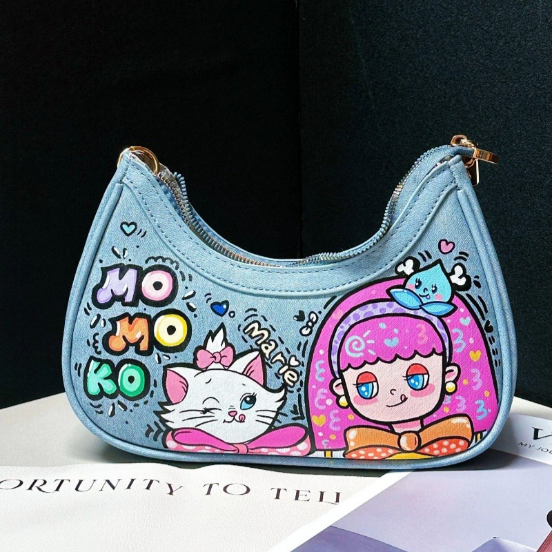 Sac fourre-tout tendance Momoko peint à la main, joli sac fourre-tout tendance peint à la main