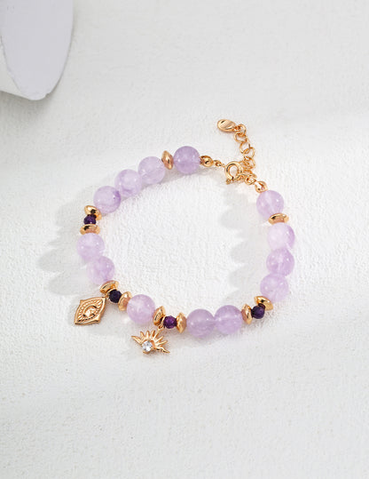 Collections de bracelets en argent sterling S925 avec cristaux violets, zircons et perles