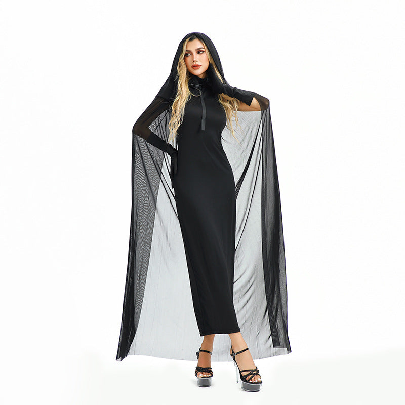 Halloween Costume Vampire Sexy Hot Girl European and American Tight Robe Witch Medieval Shawl Cape Dress