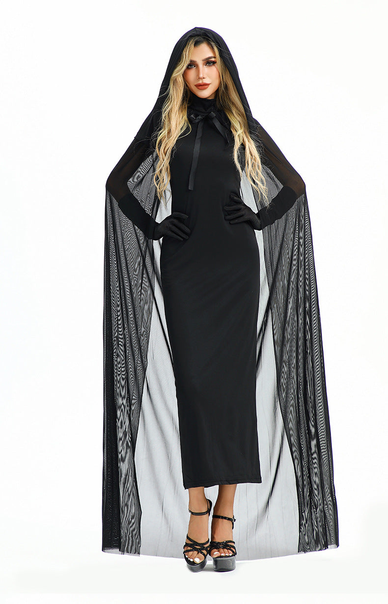 Halloween Costume Vampire Sexy Hot Girl European and American Tight Robe Witch Medieval Shawl Cape Dress