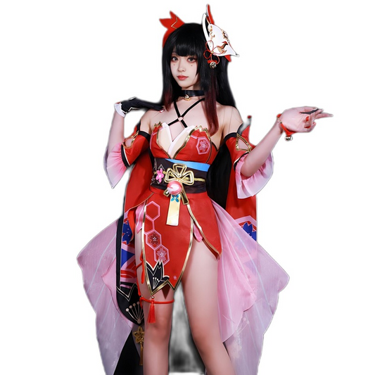 Honkai Star Rail Cosplay Game Costume Japanese Style Mask Fox Girl Hanabi Lolita