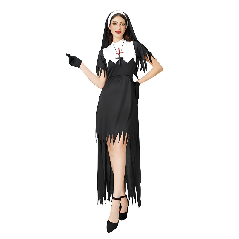 Halloween Costume Cosplay Nun Costume Cross Dress European and American Stage Performance Costume