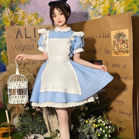 Princess Alice on the Run Blue Dress Maid Costume Maid Ware Halloween Costume French Cute Youth-Looking