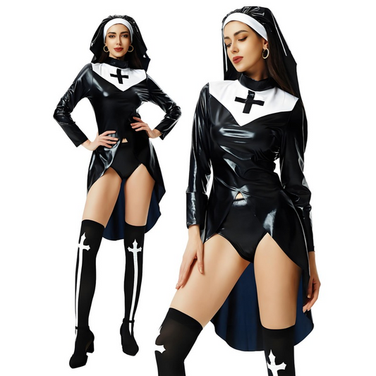 Vampire Sexy Nun's Outfit Halloween Costume Cross Dark Goth Cos Performance Costume