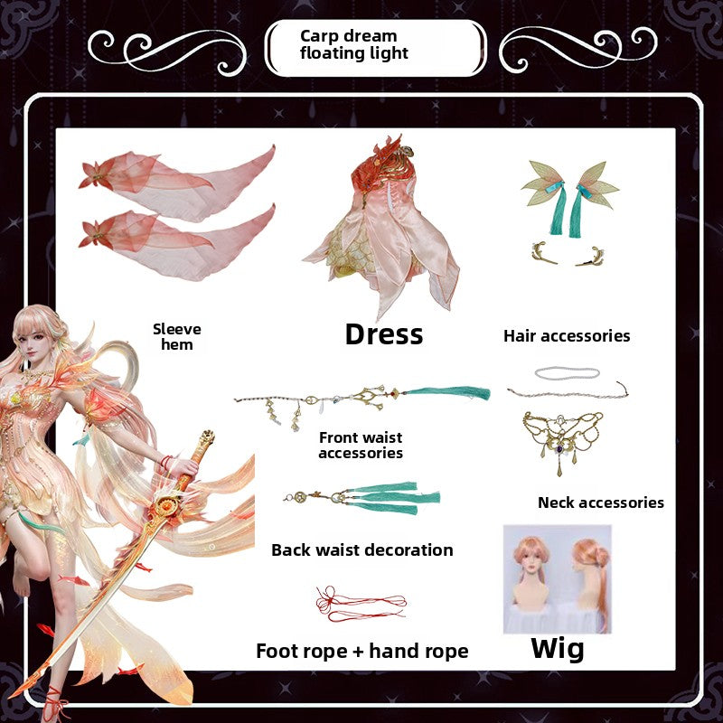Jeu de main éternel Walnut Carp Dream Floating Light Cosplay Vêtements Walnut Carp Dream Floating Light Cos Costume 
