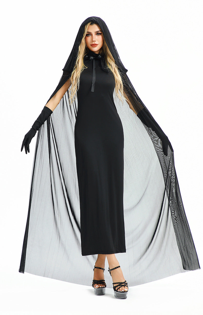 Halloween Costume Vampire Sexy Hot Girl European and American Tight Robe Witch Medieval Shawl Cape Dress