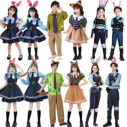 Halloween Zootopia Judy Rabbit Nick Fox COS Children Adult Parent-Child Set Performance Costume