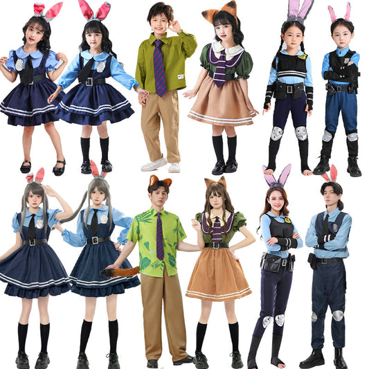 Halloween Crazy Animal City Judy Rabbit Nick Fox COS Children Adult Parent-Child Set Performance Costume