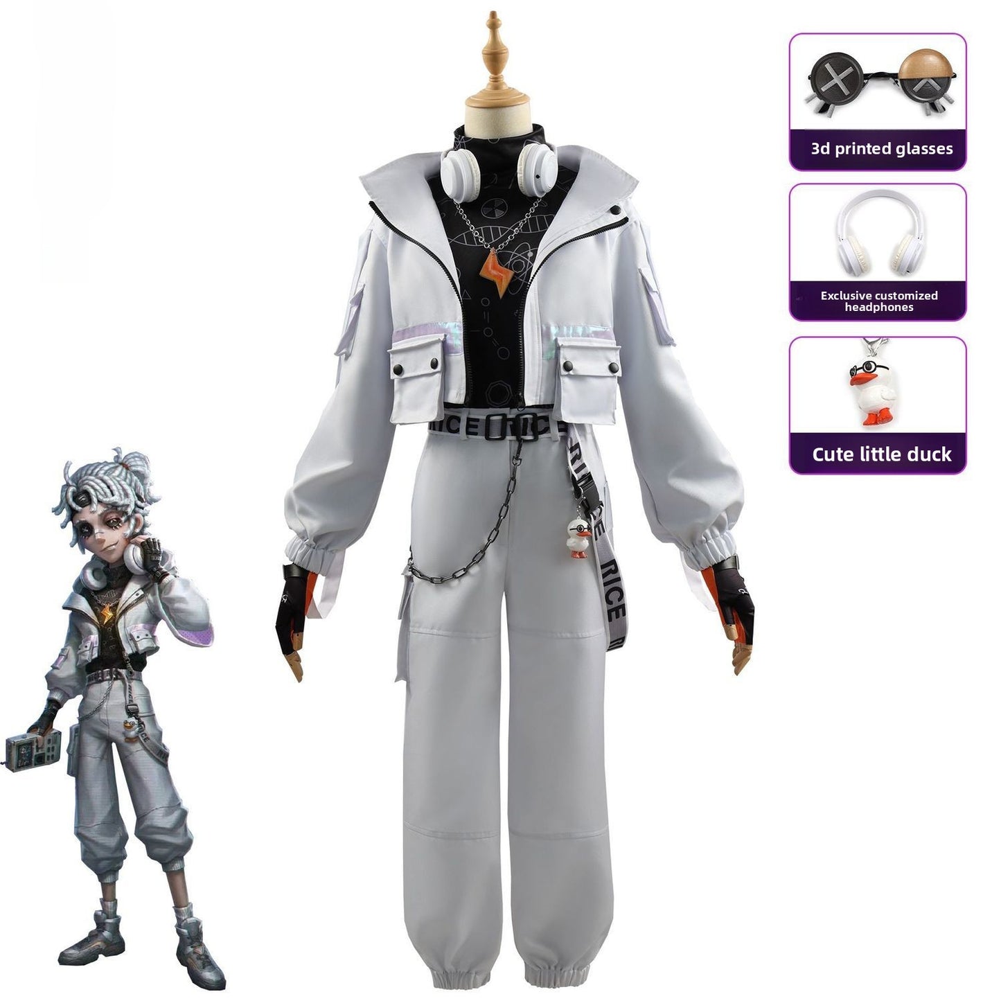 Costume de prisonnier d'Identity V, Lucca, petit canard jaune, lien, cosplay, animation bidimensionnelle 