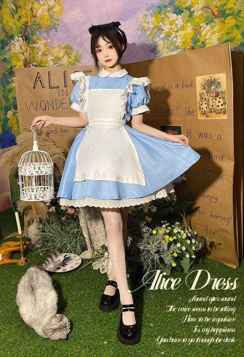 Princess Alice on the Run Blue Dress Maid Costume Maid Ware Halloween Costume French Cute Youth-Looking