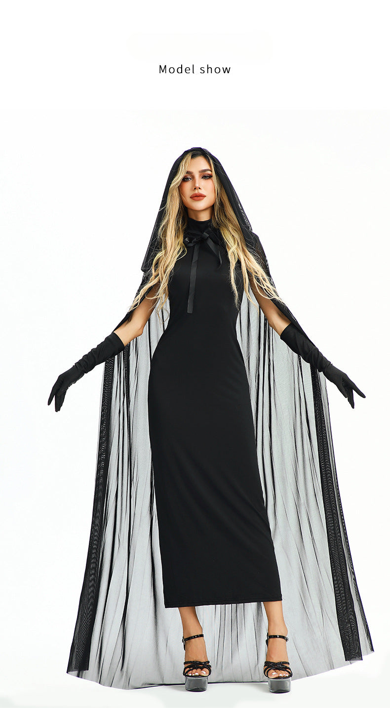 Halloween Costume Vampire Sexy Hot Girl European and American Tight Robe Witch Medieval Shawl Cape Dress