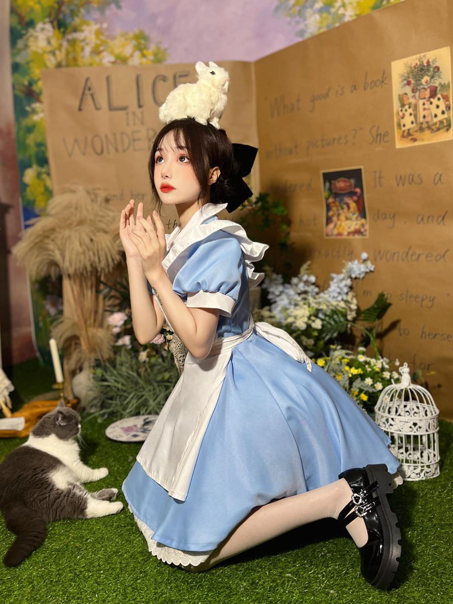 Princess Alice on the Run Blue Dress Maid Costume Maid Ware Halloween Costume French Cute Youth-Looking