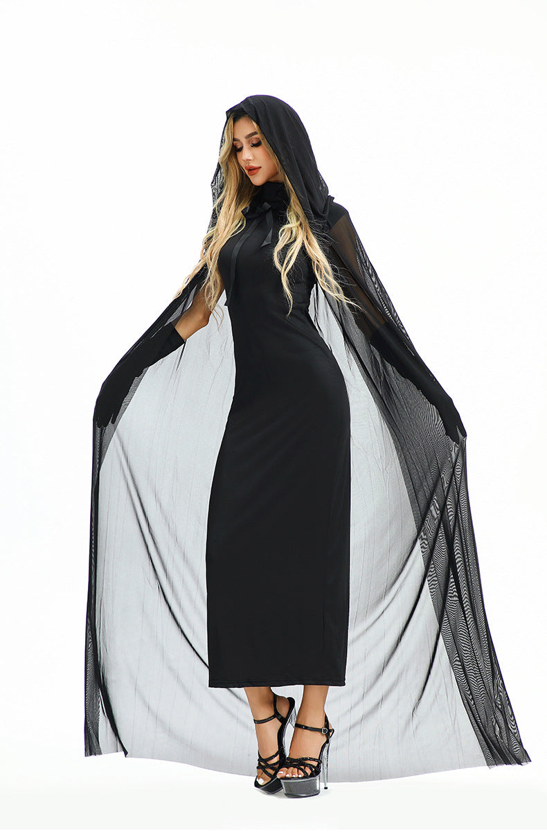 Halloween Costume Vampire Sexy Hot Girl European and American Tight Robe Witch Medieval Shawl Cape Dress