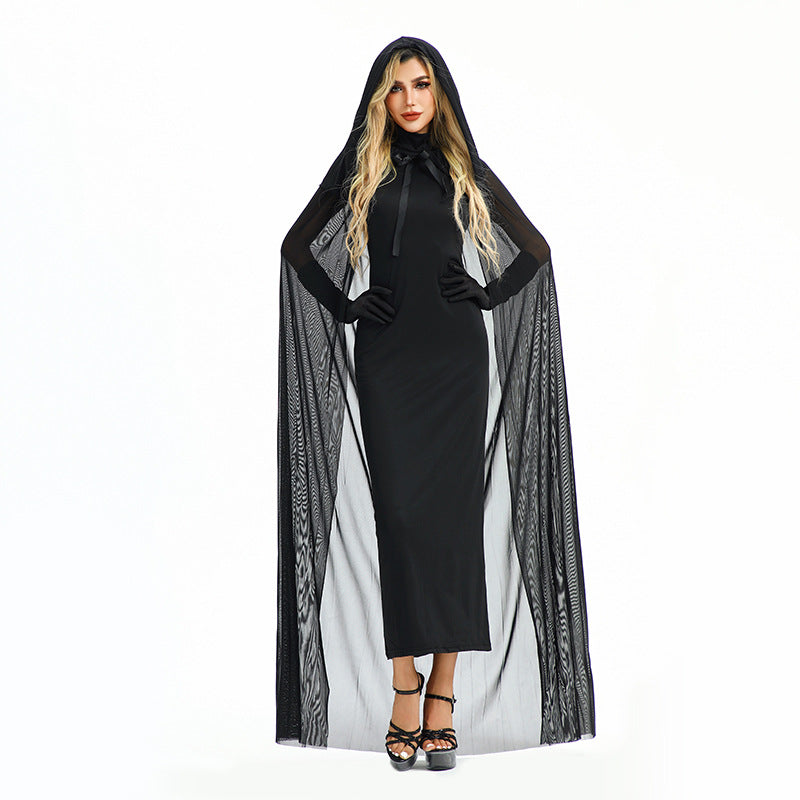 Halloween Costume Vampire Sexy Hot Girl European and American Tight Robe Witch Medieval Shawl Cape Dress