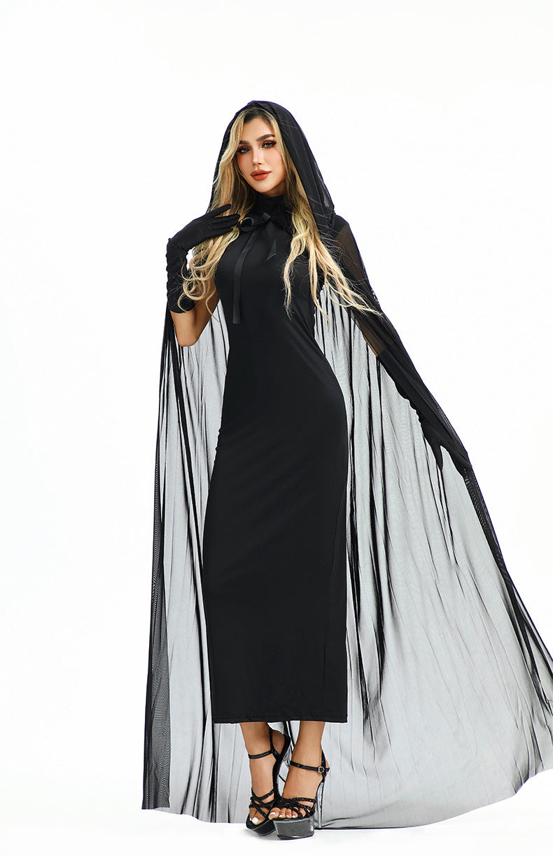 Halloween Costume Vampire Sexy Hot Girl European and American Tight Robe Witch Medieval Shawl Cape Dress