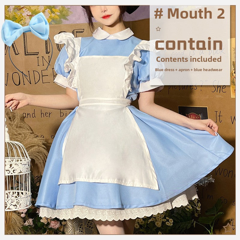 Princess Alice on the Run Blue Dress Maid Costume Maid Ware Halloween Costume French Cute Youth-Looking