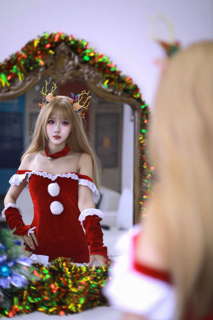 Product Bodycon Christmas Dress French Style Dress Christmas Cosplay Costume Plus Size Christmas