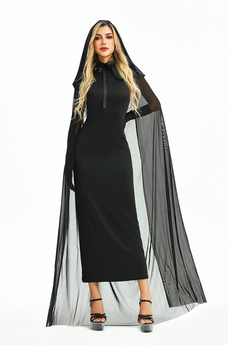 Halloween Costume Vampire Sexy Hot Girl European and American Tight Robe Witch Medieval Shawl Cape Dress