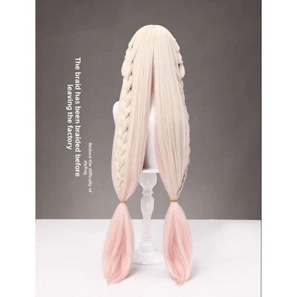 Naraka: Bladepoint Hutao Sakura Cloud Goddess Cosplay Wig Double Ponytail Braided Long Fluffy Fake Hair
