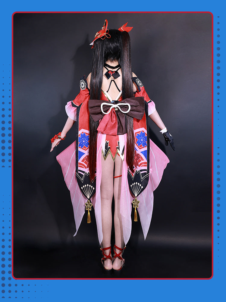 Honkai Star Rail Cosplay Game Costume Japanese Style Mask Fox Girl Hanabi Lolita