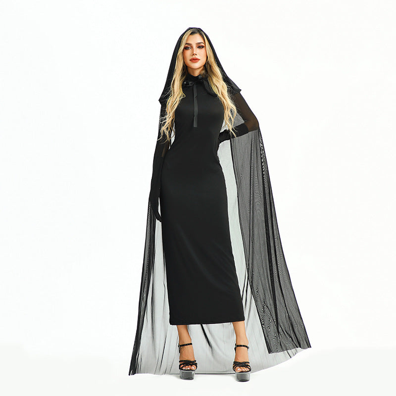 Halloween Costume Vampire Sexy Hot Girl European and American Tight Robe Witch Medieval Shawl Cape Dress