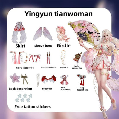 Cosplaycos, vêtements de style ancien, peau rouge, jeu de style ancien, pompon 