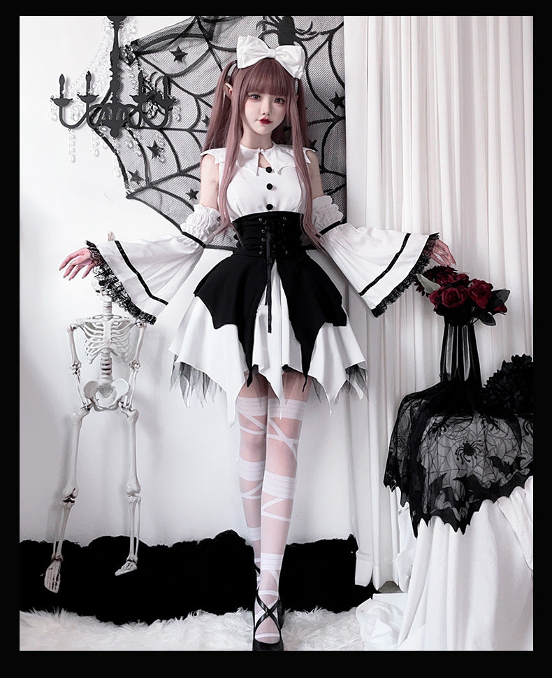 European and American Dark Goth Harajuku Y2g Punk Subculture Lolita Dress Halloween Costume Cos Maid Costume