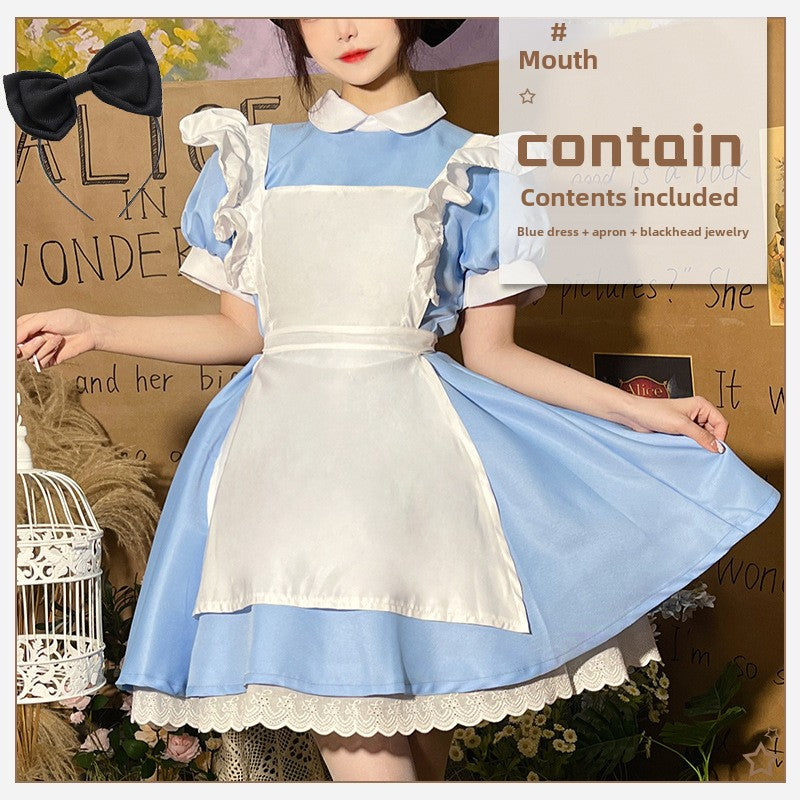 Princess Alice on the Run Blue Dress Maid Costume Maid Ware Halloween Costume French Cute Youth-Looking