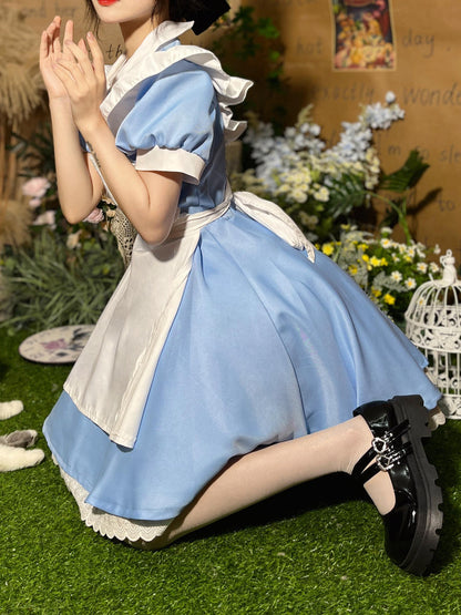 Princess Alice on the Run Blue Dress Maid Costume Maid Ware Halloween Costume French Cute Youth-Looking