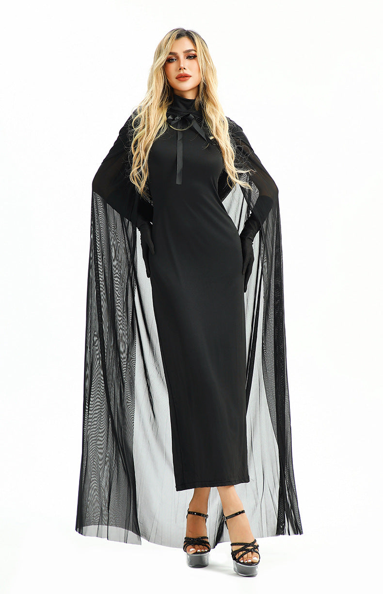 Halloween Costume Vampire Sexy Hot Girl European and American Tight Robe Witch Medieval Shawl Cape Dress