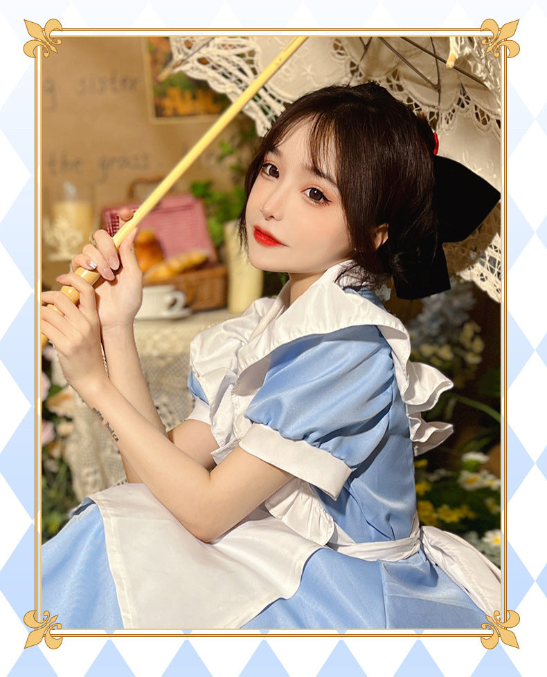 Princess Alice on the Run Blue Dress Maid Costume Maid Ware Halloween Costume French Cute Youth-Looking