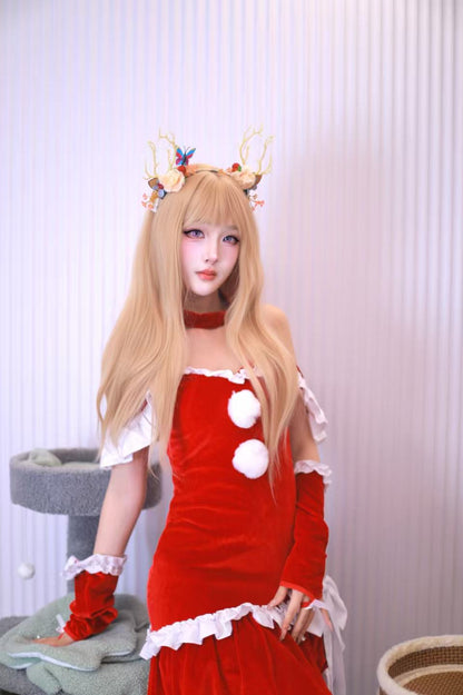 Product Bodycon Christmas Dress French Style Dress Christmas Cosplay Costume Plus Size Christmas