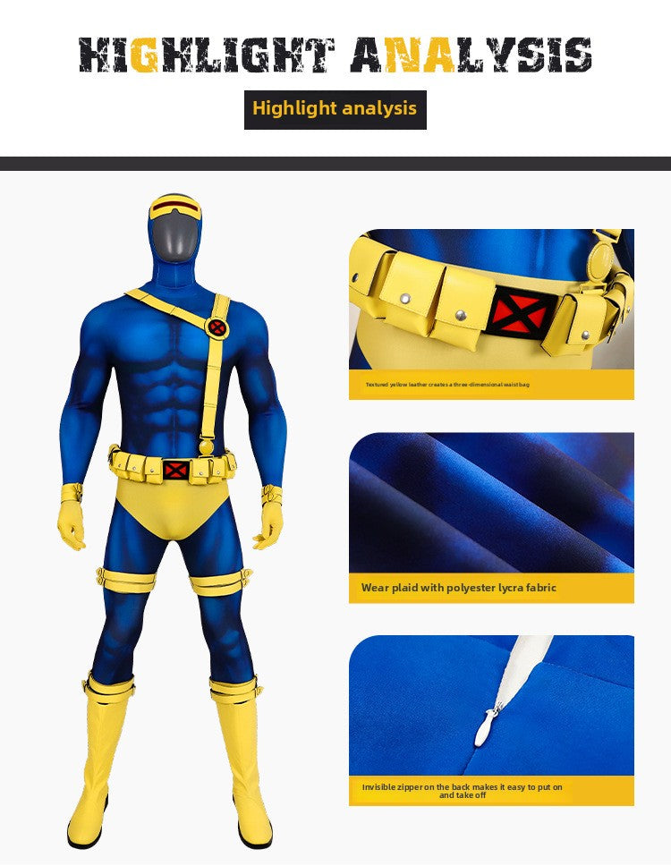 Costume Marvel X-Men X-Men97 Laser Eye Cos, combinaison complète, collants, vêtements de cosplay 