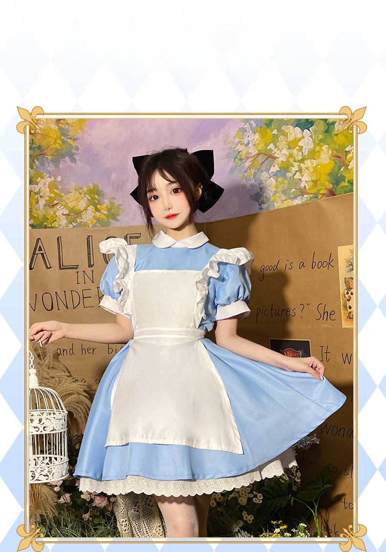 Princess Alice on the Run Blue Dress Maid Costume Maid Ware Halloween Costume French Cute Youth-Looking