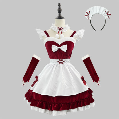 Pure Desire Velvet Maid Christmas Costume Plus Size Maid Costume Cosplay Performance Anime Costume