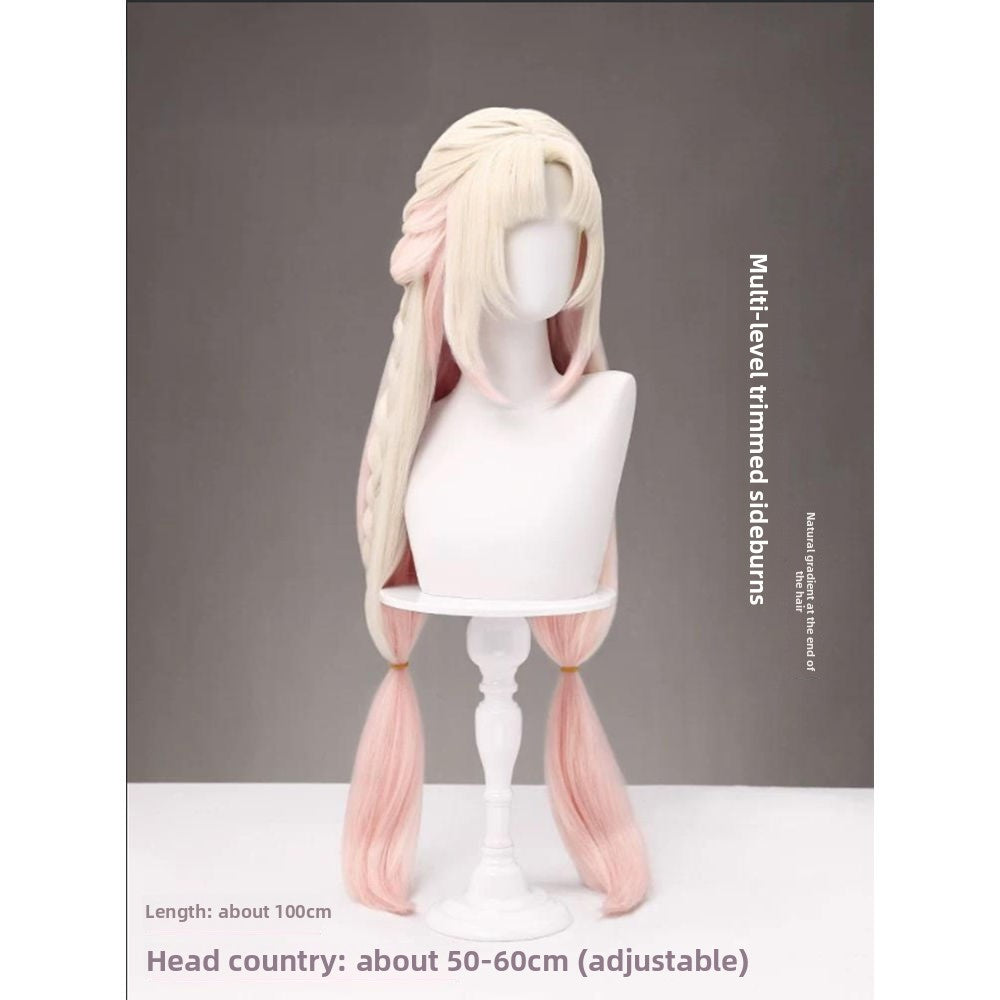 Naraka: Bladepoint Hutao Sakura Cloud Goddess Cosplay Wig Double Ponytail Braided Long Fluffy Fake Hair