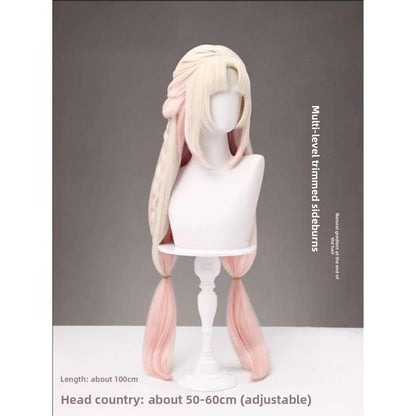 Naraka: Bladepoint Hutao Sakura Cloud Goddess Cosplay Wig Double Ponytail Braided Long Fluffy Fake Hair