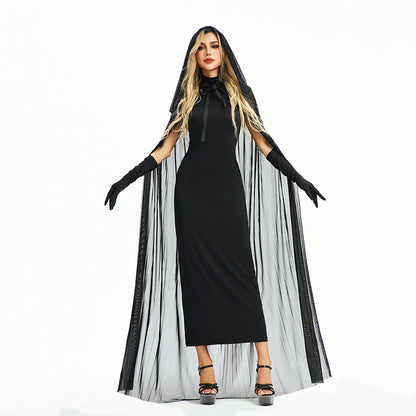 Halloween Costume Vampire Sexy Hot Girl European and American Tight Robe Witch Medieval Shawl Cape Dress