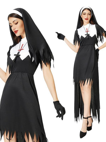 Costume d'Halloween Cosplay Costume de nonne Cross Dress Costume de performance sur scène européenne et américaine 