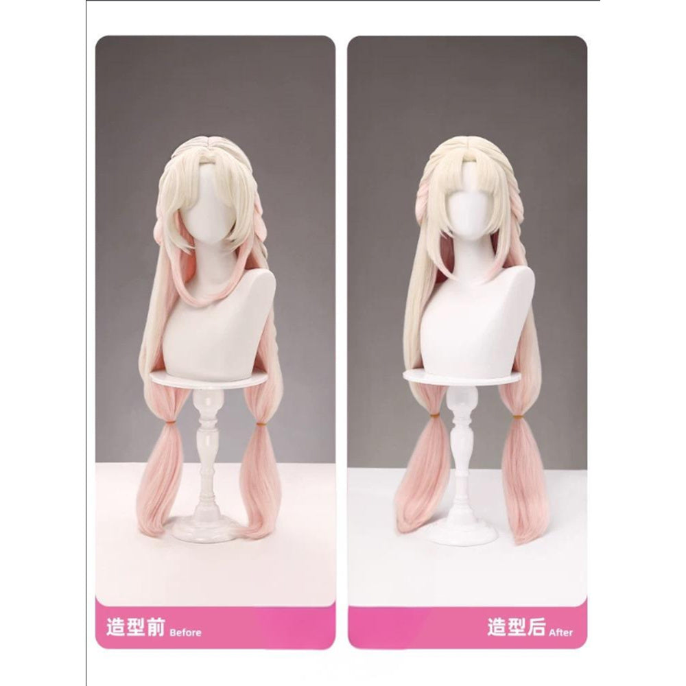 Naraka: Bladepoint Hutao Sakura Cloud Goddess Cosplay Wig Double Ponytail Braided Long Fluffy Fake Hair
