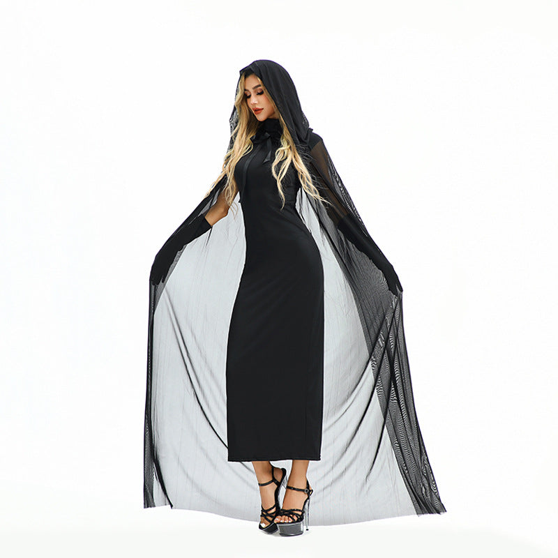 Halloween Costume Vampire Sexy Hot Girl European and American Tight Robe Witch Medieval Shawl Cape Dress