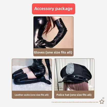Costume d'Halloween pour femme, tenue de police, uniforme de police, vêtements moulants une pièce, discothèque, bar, vêtements pour filles sexy
