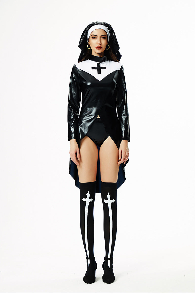 Vampire Sexy Nun's Outfit Halloween Costume Cross Dark Goth Cos Performance Costume