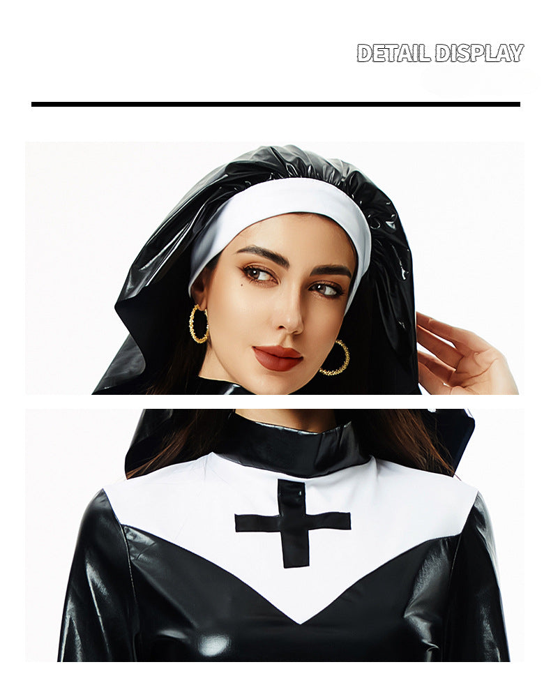 Vampire Sexy Nun's Outfit Halloween Costume Cross Dark Goth Cos Performance Costume