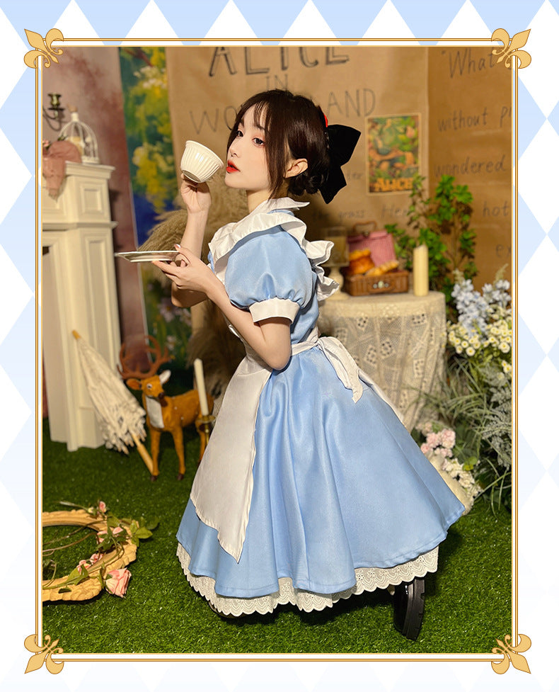 Princess Alice on the Run Blue Dress Maid Costume Maid Ware Halloween Costume French Cute Youth-Looking