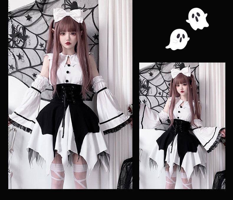 European and American Dark Goth Harajuku Y2g Punk Subculture Lolita Dress Halloween Costume Cos Maid Costume