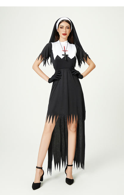 Costume d'Halloween Cosplay Costume de nonne Cross Dress Costume de performance sur scène européenne et américaine 